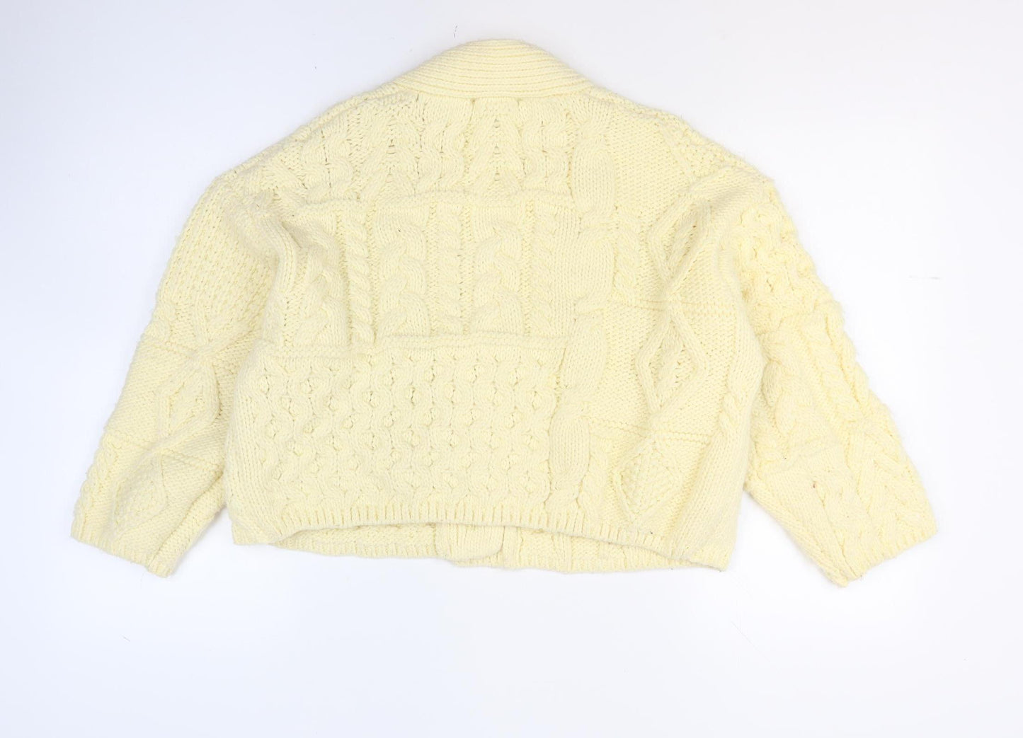 Zara Women Ivory Chunky Knit Cable Cardigan Size S