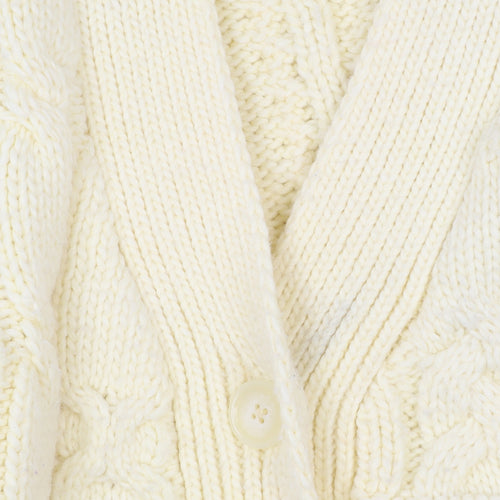 Zara Women Ivory Chunky Knit Cable Cardigan Size S