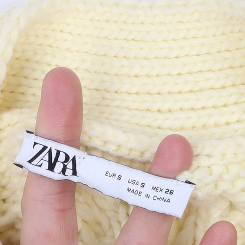 Zara Women Ivory Chunky Knit Cable Cardigan Size S