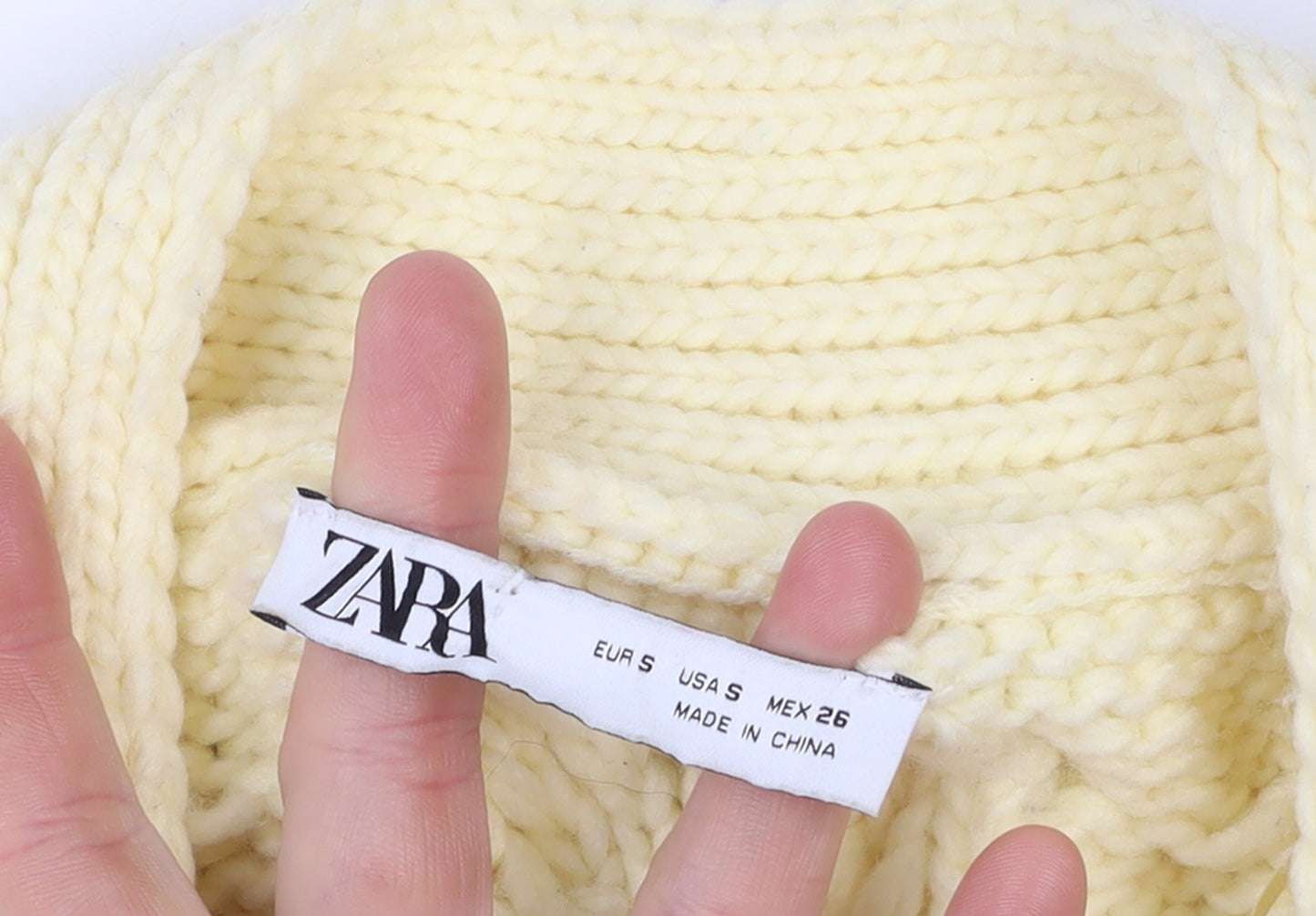Zara Women Ivory Chunky Knit Cable Cardigan Size S
