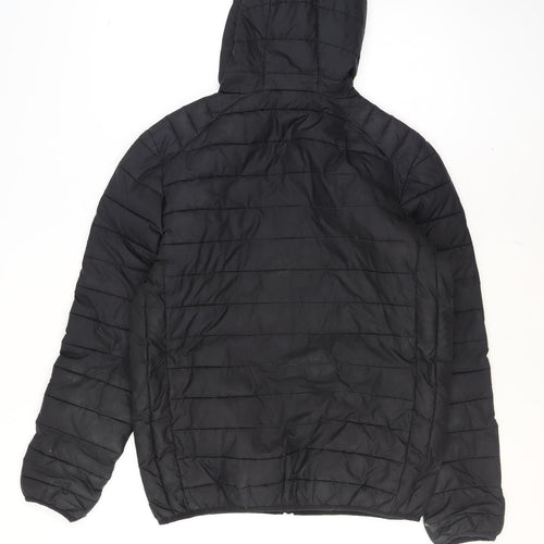 Ellesse Men's Black Puffer Jacket M Hooded Quilted Full Zip Lightweight Winter Coat