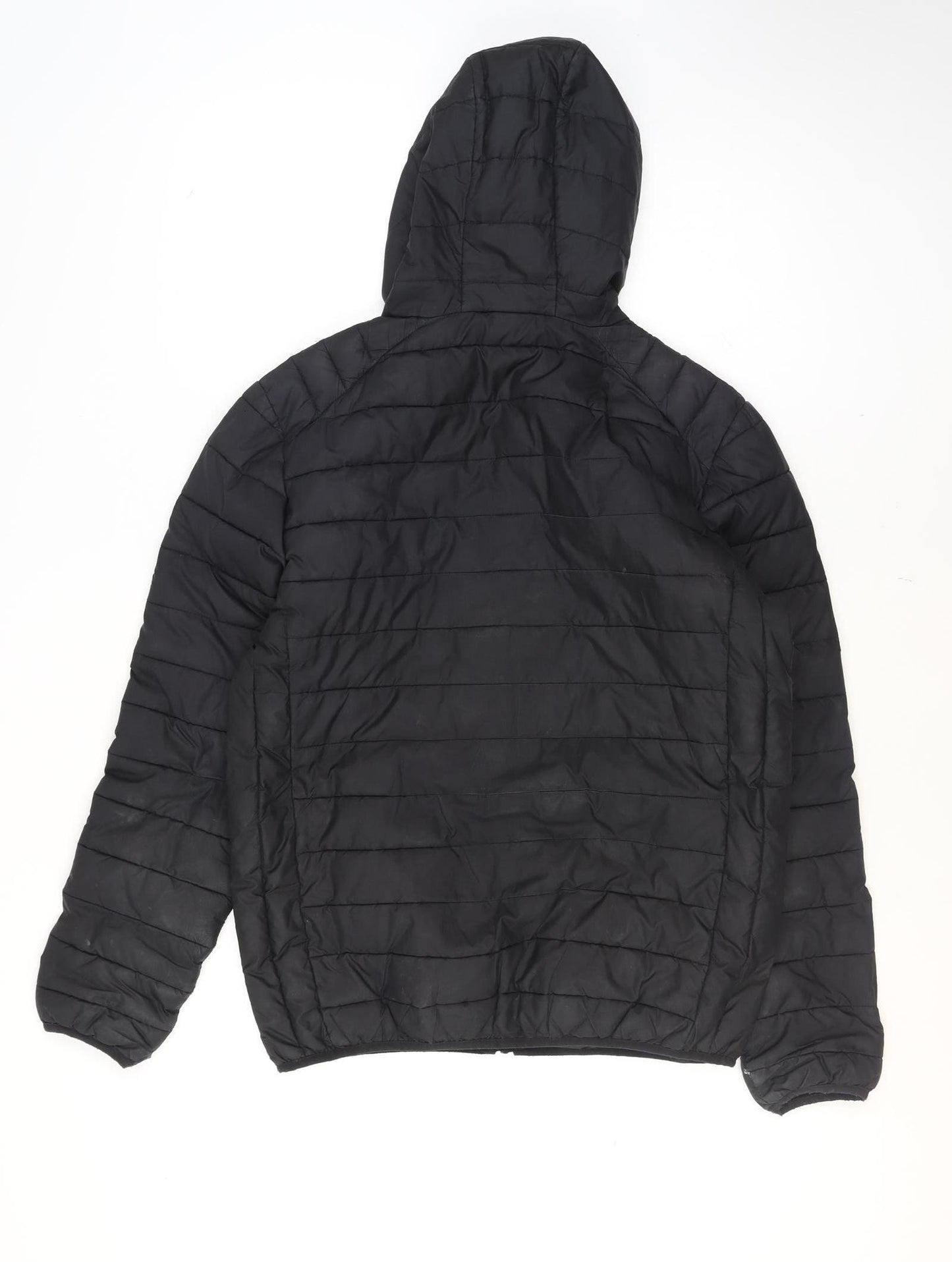 Ellesse Men's Black Puffer Jacket M Hooded Quilted Full Zip Lightweight Winter Coat
