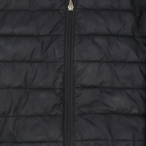 Ellesse Men's Black Puffer Jacket M Hooded Quilted Full Zip Lightweight Winter Coat