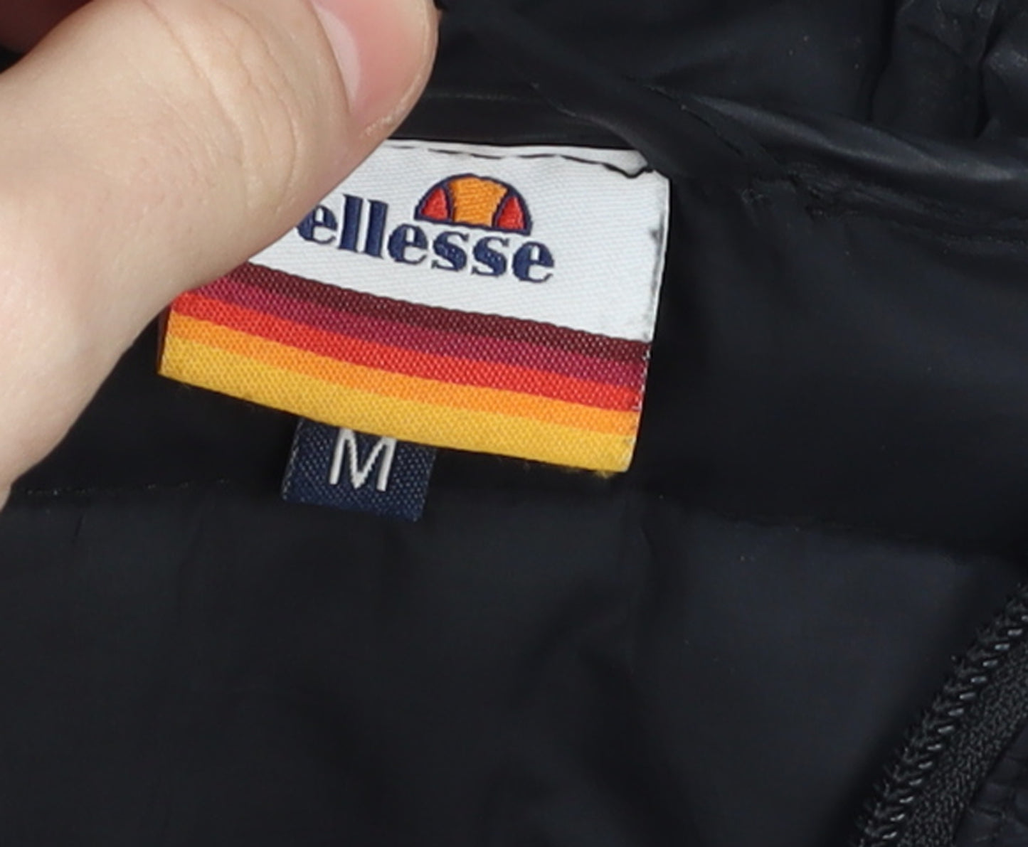 Ellesse Men's Black Puffer Jacket M Hooded Quilted Full Zip Lightweight Winter Coat