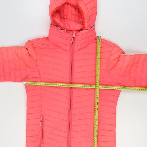 Superdry Womens Pink Hooded Puffer Jacket M Lightweight Casual