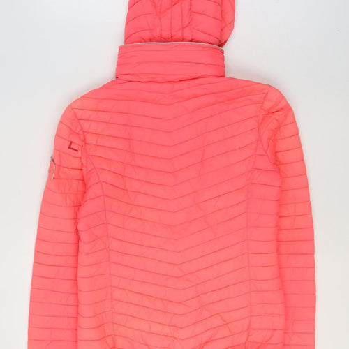 Superdry Womens Pink Hooded Puffer Jacket M Lightweight Casual