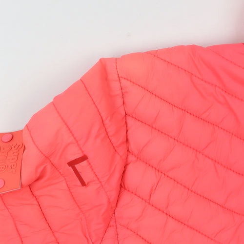 Superdry Womens Pink Hooded Puffer Jacket M Lightweight Casual