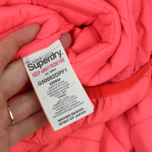 Superdry Womens Pink Hooded Puffer Jacket M Lightweight Casual