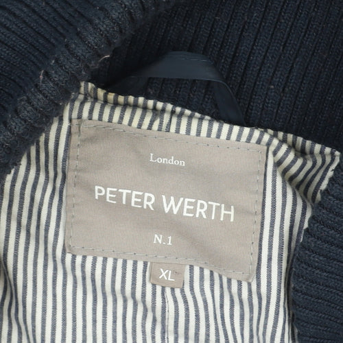 Peter Werth Men's Blue Quilted Jacket XL Regular Fit Casual