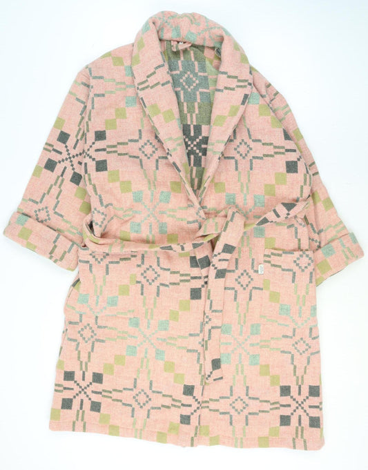 Melin Tregwynt Women's Pink Wool Geometric Kimono Robe S