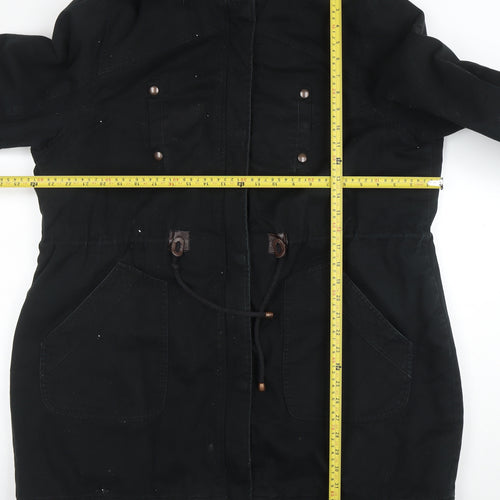 Capsule Women’s Black Faux Fur Hooded Cotton Parka Coat Size 20