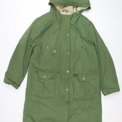 And/Or Women's Green Hooded Parka Coat Size 12 Cotton Blend