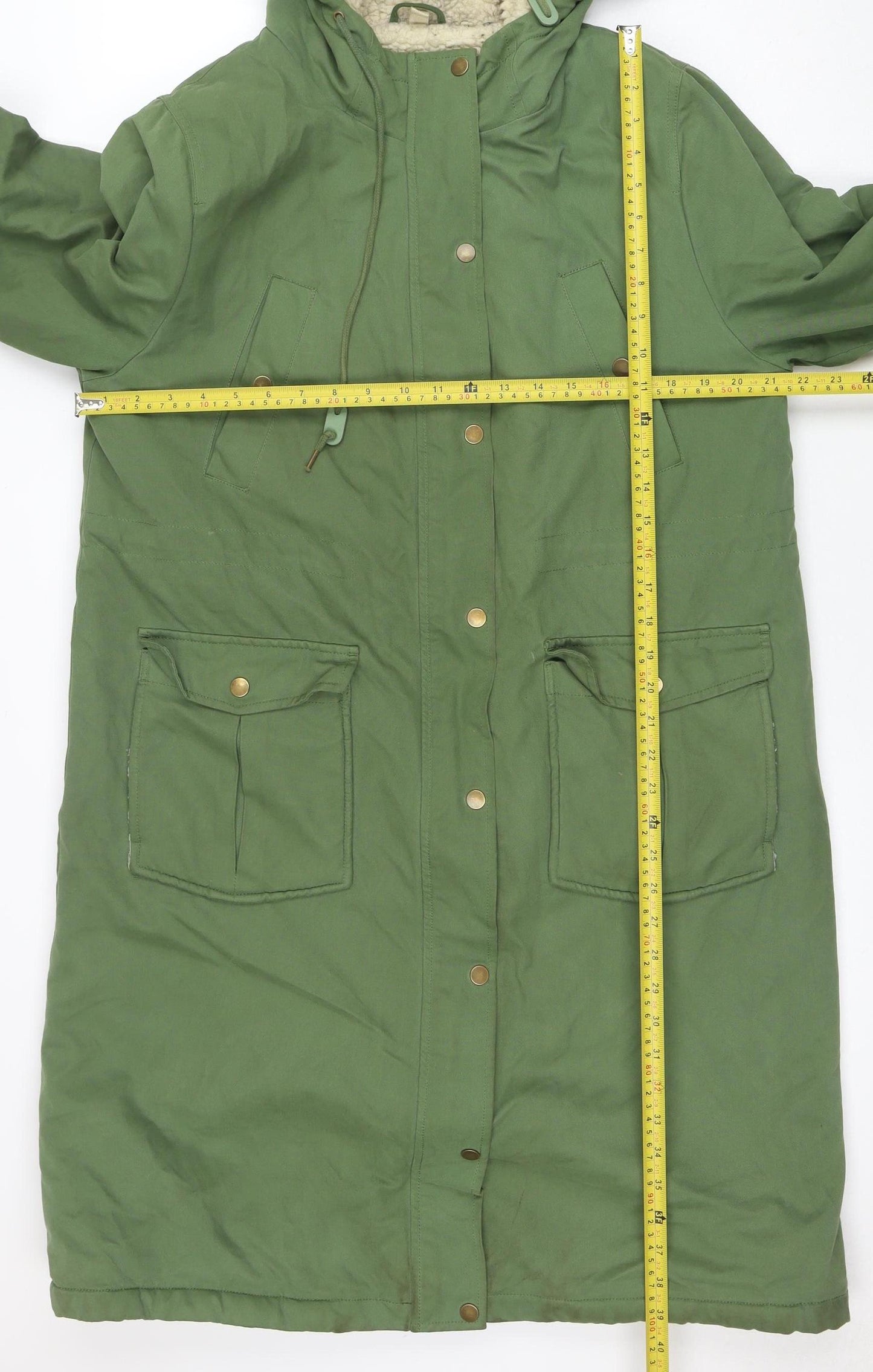 And/Or Women's Green Hooded Parka Coat Size 12 Cotton Blend