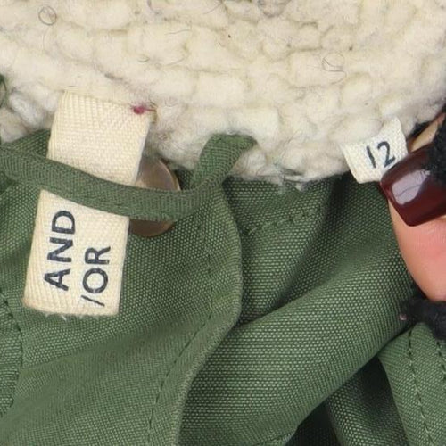 And/Or Women's Green Hooded Parka Coat Size 12 Cotton Blend