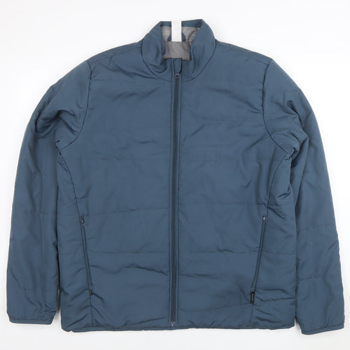 Decathlon Men's Blue XL Puffer Jacket Lightweight Full Zip Hiking Coat