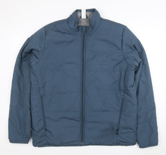 Decathlon Men's Blue XL Puffer Jacket Lightweight Full Zip Hiking Coat