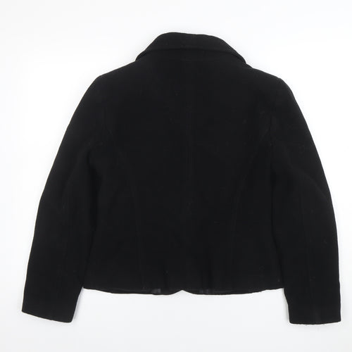 Dorothy Perkins Women's Black Wool Blazer Size 12 Classic Lined Smart Jacket