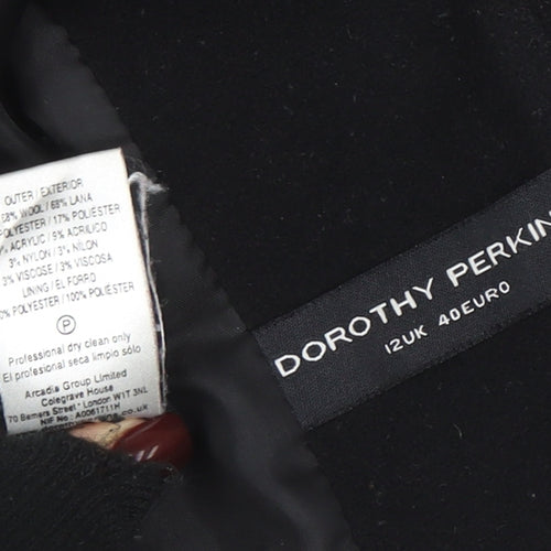 Dorothy Perkins Women's Black Wool Blazer Size 12 Classic Lined Smart Jacket