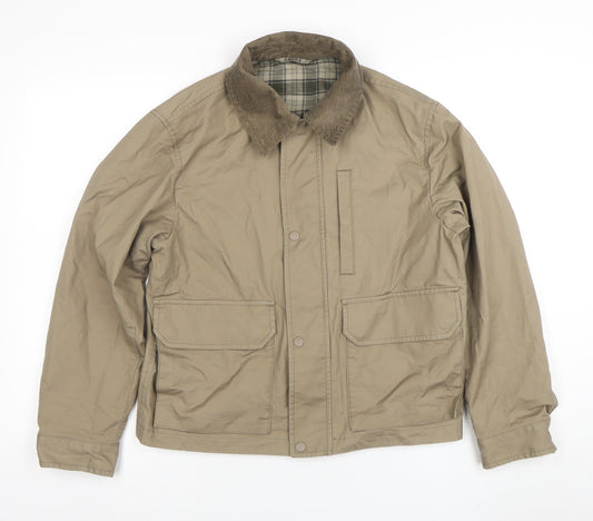 Uniqlo Men’s Beige Cotton Field Jacket L Regular Spread Collar