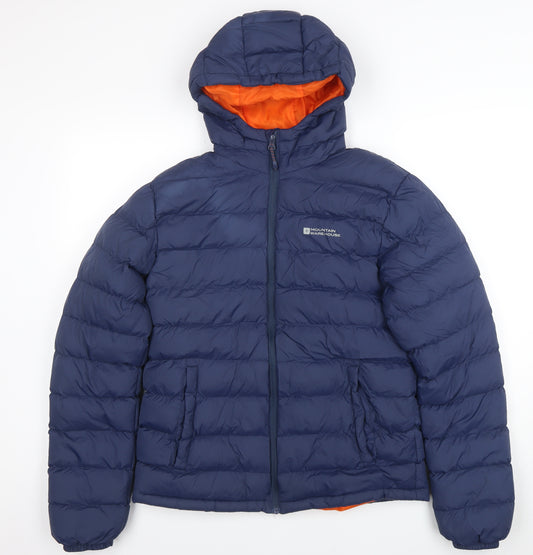 Mountain Warehouse Mens Blue Hooded Puffer Jacket S Water Resistant Insulated