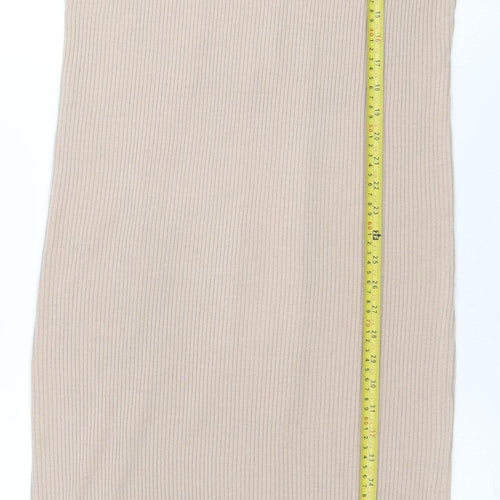 Pretty Lavish Women Beige Knit Bodycon Midi Dress Size S