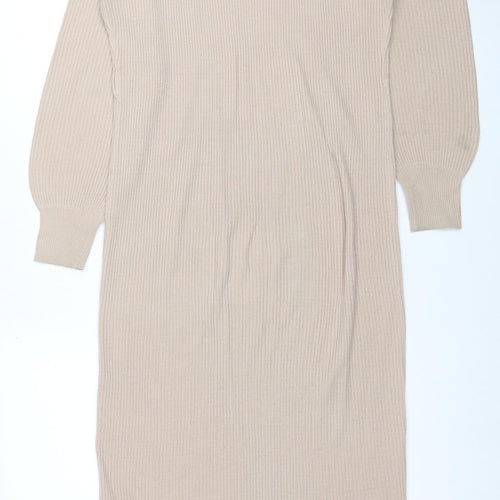 Pretty Lavish Women Beige Knit Bodycon Midi Dress Size S