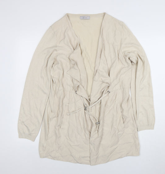 Marks and Spencer Women Beige Size 16 Belted Ruffle Coatigan