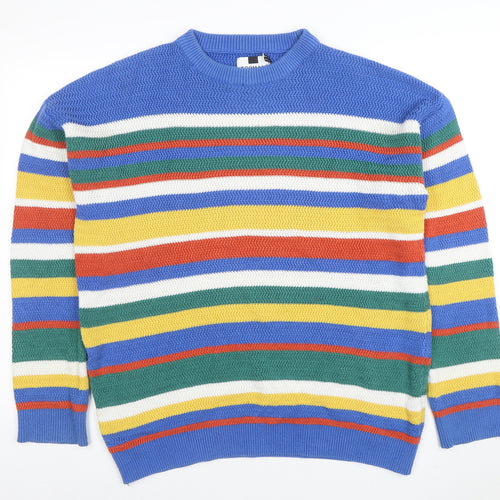 Topman Men's Multicoloured Striped Knit Jumper Medium
