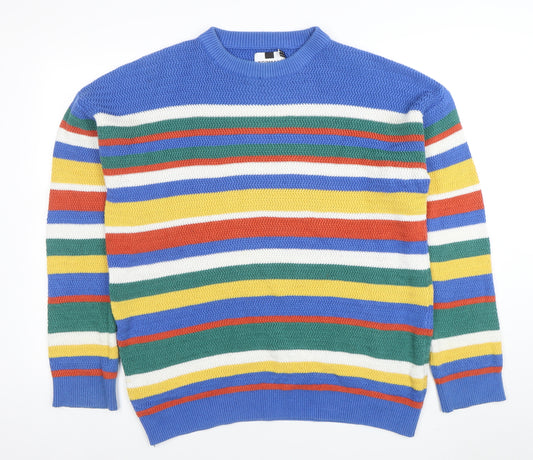 Topman Men's Multicoloured Striped Knit Jumper Medium