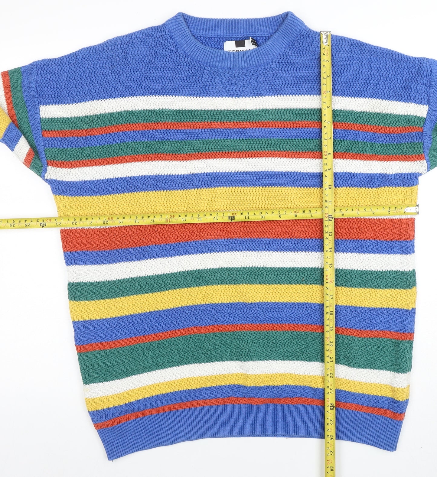 Topman Men's Multicoloured Striped Knit Jumper Medium