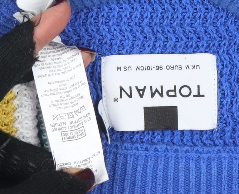 Topman Men's Multicoloured Striped Knit Jumper Medium