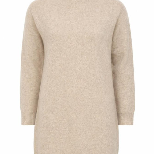 Superdry Women Beige Wool Blend Roll Neck Knit Sweater Dress UK 8