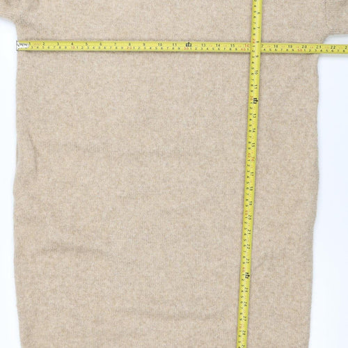 Superdry Women Beige Wool Blend Roll Neck Knit Sweater Dress UK 8