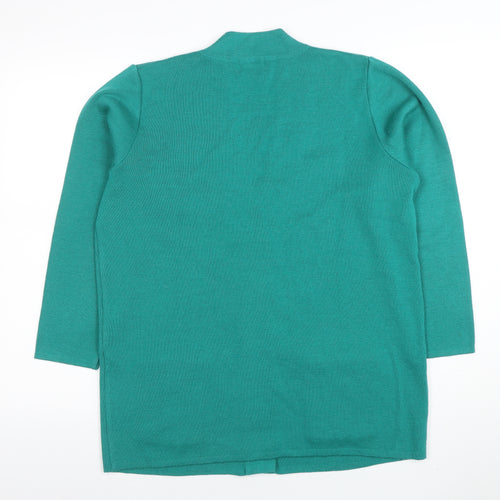 Viyella Womens Green Cardigan M V-Neck Wool Blend Button Front