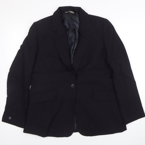 Laura Ashley Women's Black Wool Single-Breasted Blazer UK 14