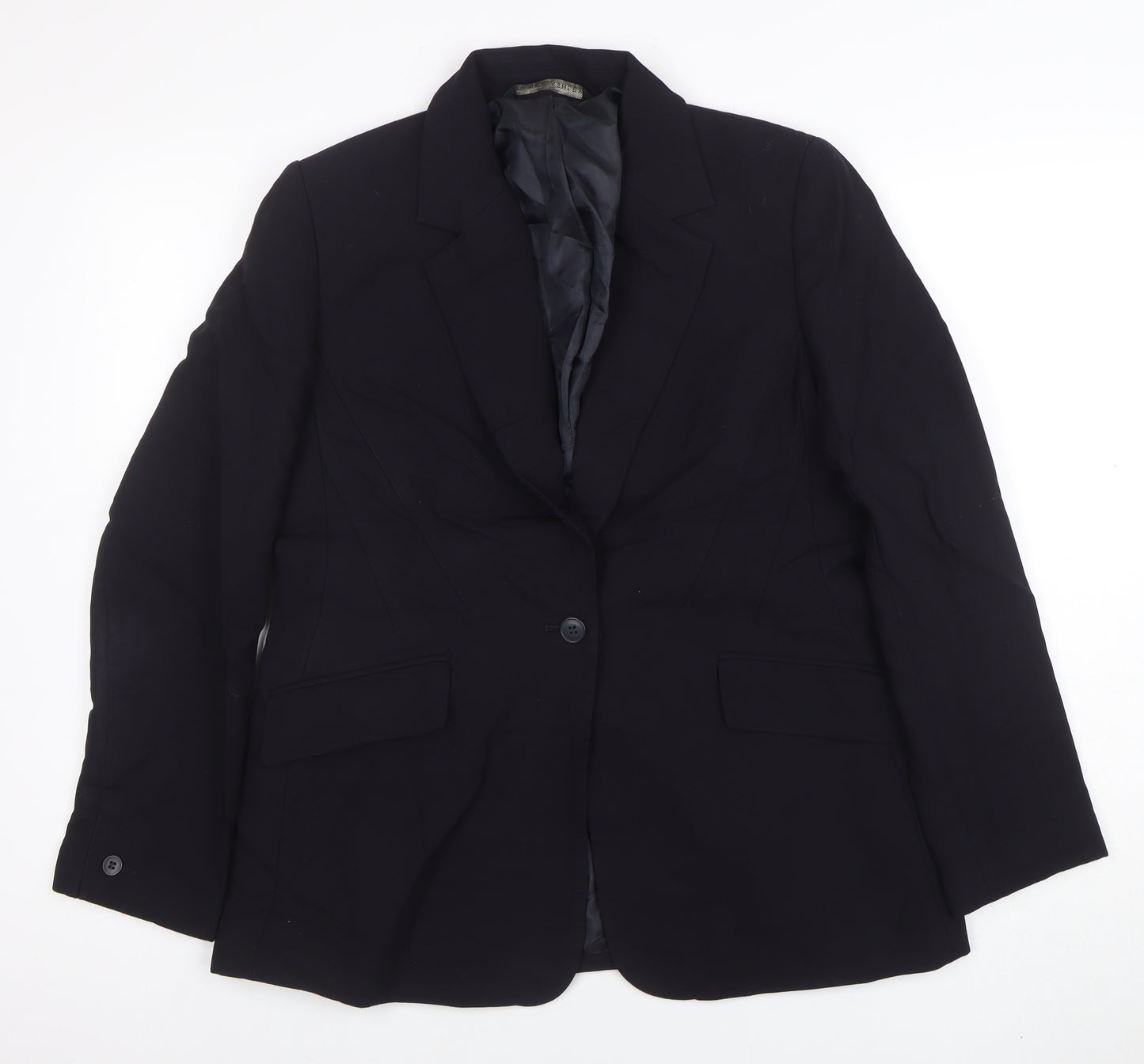 Laura Ashley Women's Black Wool Single-Breasted Blazer UK 14
