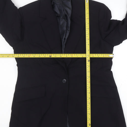 Laura Ashley Women's Black Wool Single-Breasted Blazer UK 14
