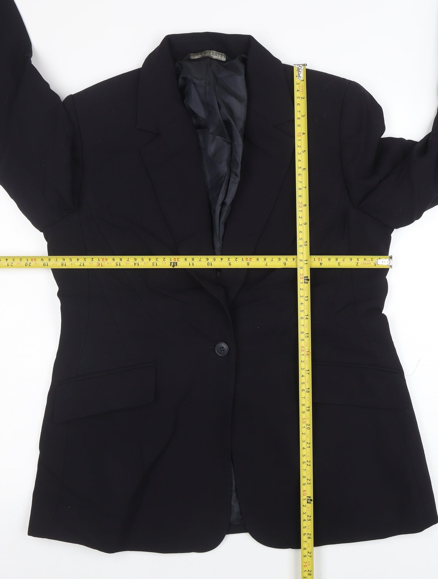 Laura Ashley Women's Black Wool Single-Breasted Blazer UK 14