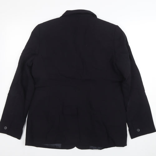 Laura Ashley Women's Black Wool Single-Breasted Blazer UK 14