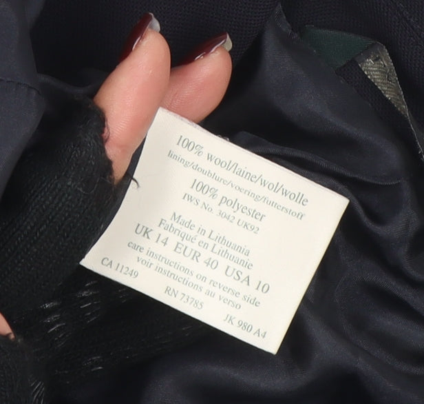 Laura Ashley Women's Black Wool Single-Breasted Blazer UK 14