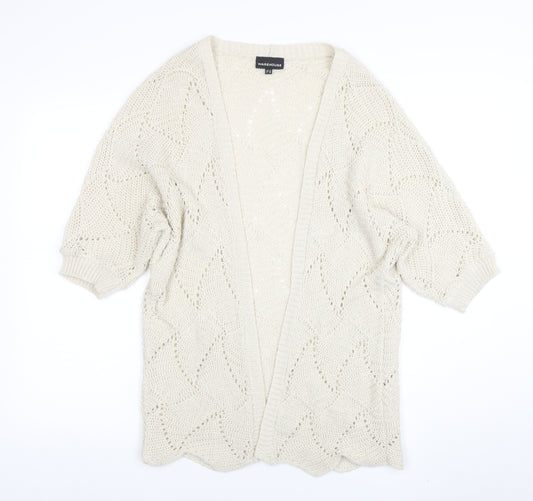 Warehouse Women Ivory Open-Knit Acrylic Cardigan UK 12