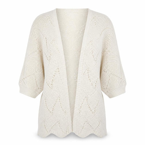 Warehouse Women Ivory Open-Knit Acrylic Cardigan UK 12