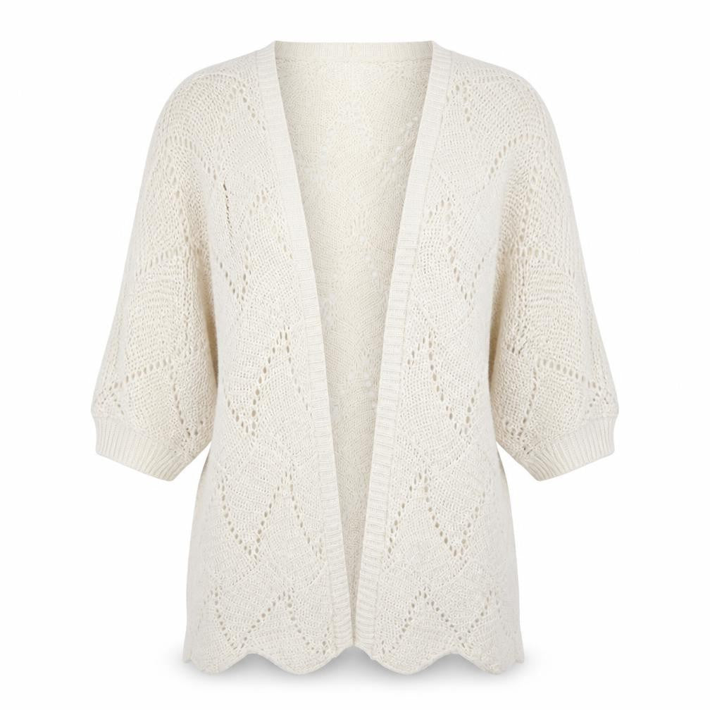 Warehouse Women Ivory Open-Knit Acrylic Cardigan UK 12