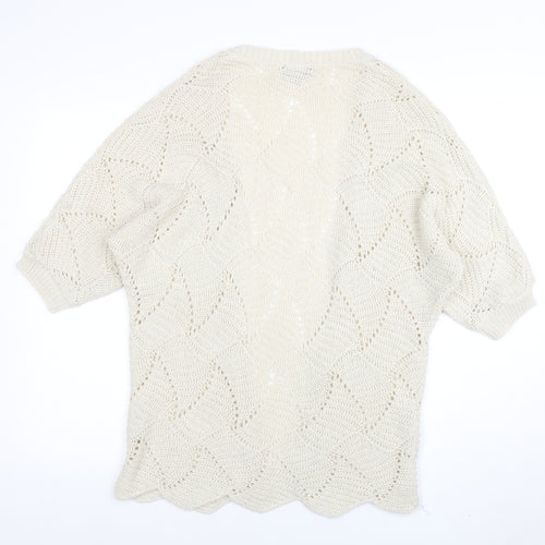Warehouse Women Ivory Open-Knit Acrylic Cardigan UK 12