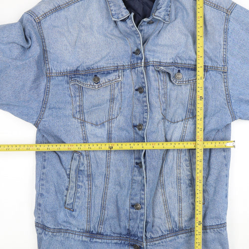 Pull & Bear Women Blue Denim Mid-Length Basic Jacket Size 12