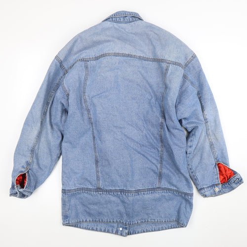 Pull & Bear Women Blue Denim Mid-Length Basic Jacket Size 12