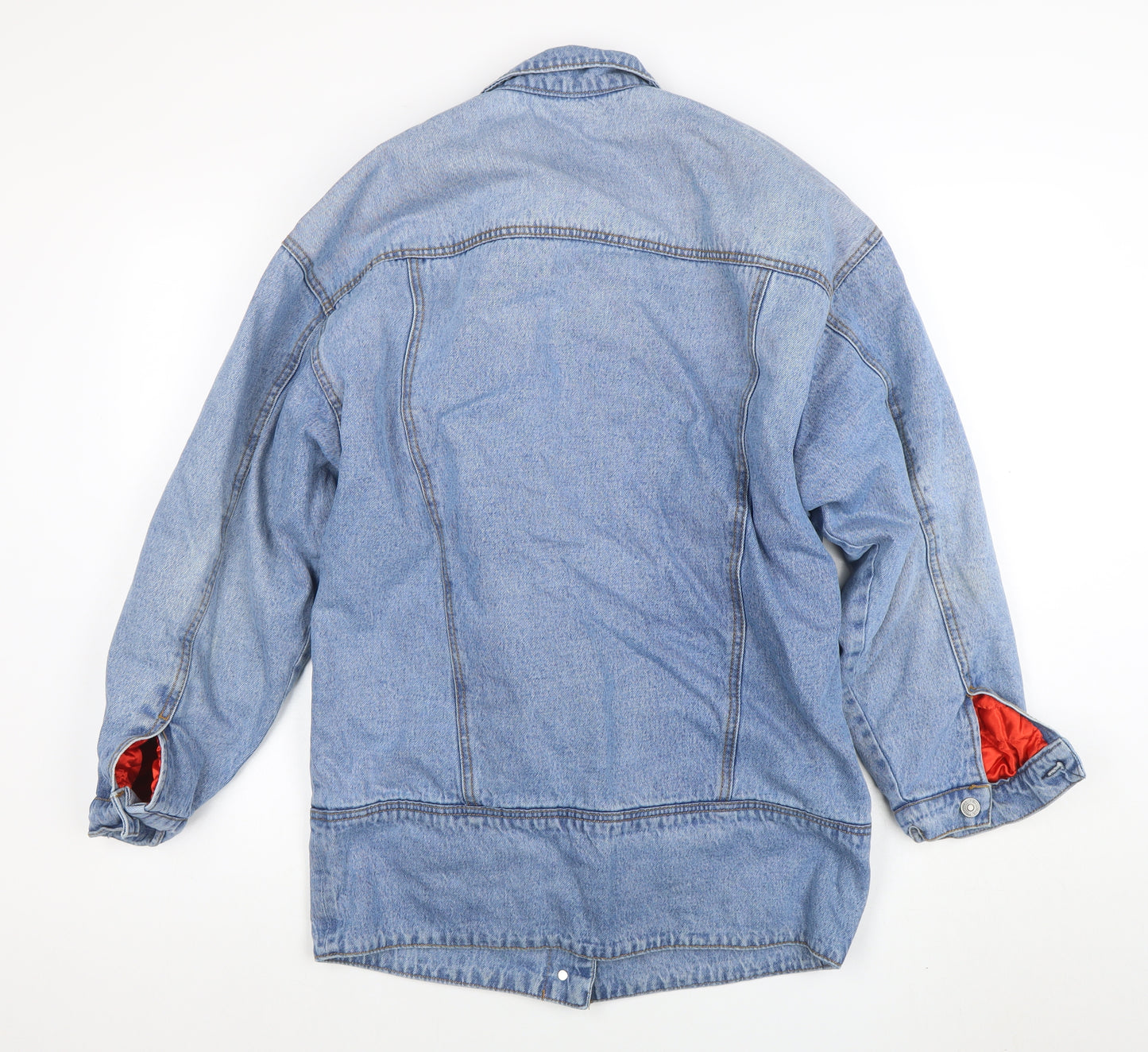 Pull & Bear Women Blue Denim Mid-Length Basic Jacket Size 12