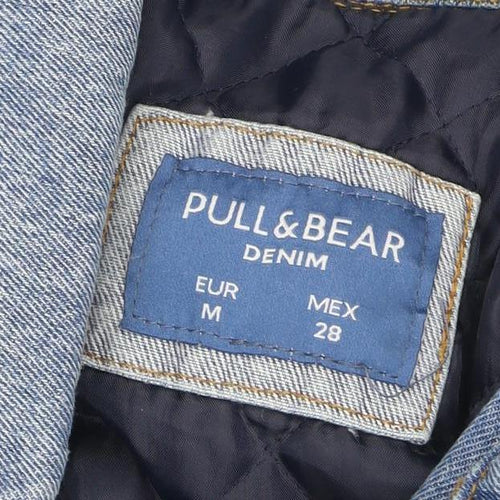 Pull & Bear Women Blue Denim Mid-Length Basic Jacket Size 12