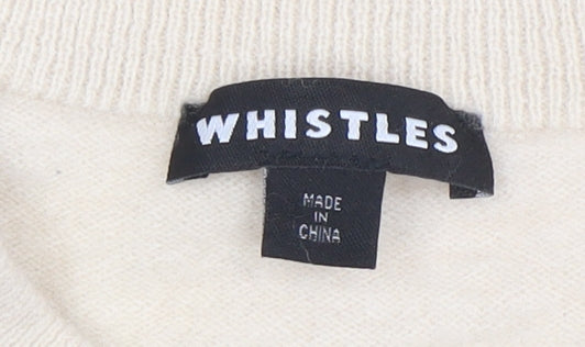 Whistles Women's Beige Wool Crew Neck Button Cardigan M