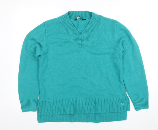 Crew Clothing Company Women's Green V-Neck Merino Wool Jumper Size 12